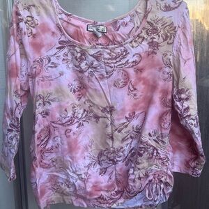 Caribbean joe Pink Floral Women's Blouse